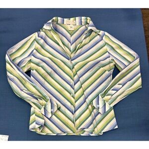 Austin Reed Signature Womens Size 4 ~ Striped Cotton Button Down Blouse Shirt